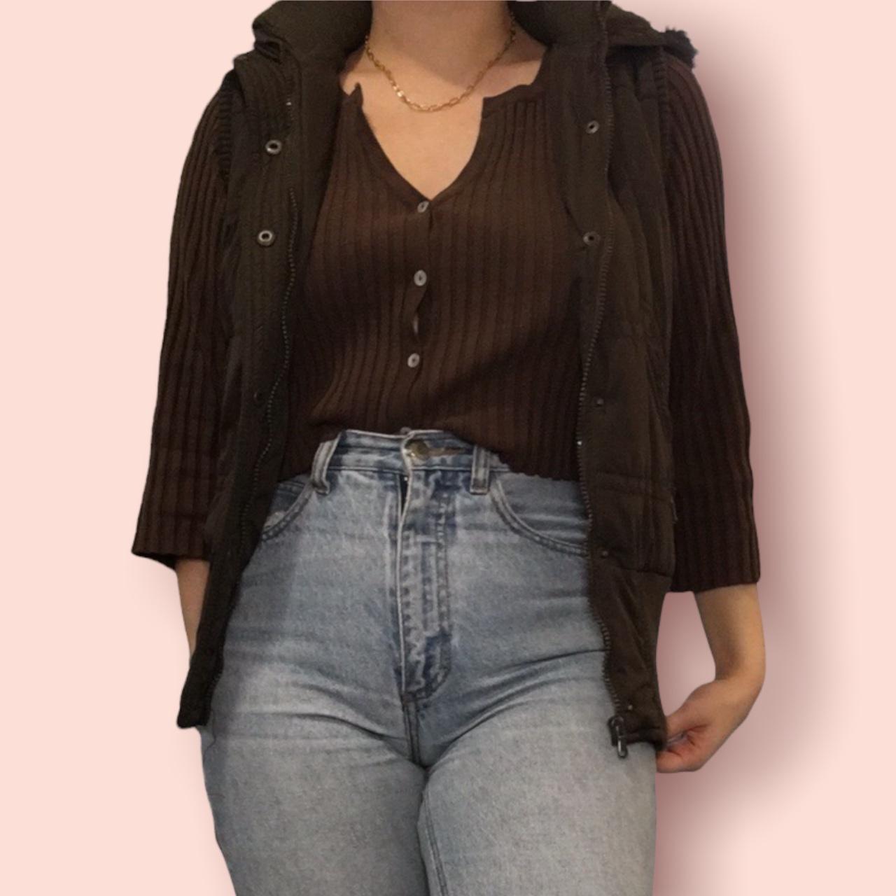 Super trendy brown puffer vest in a size Small. This... - Depop