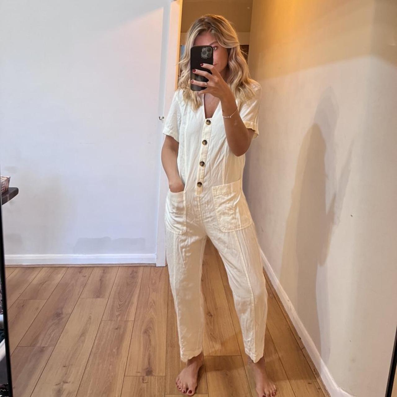 cream jumpsuit zara