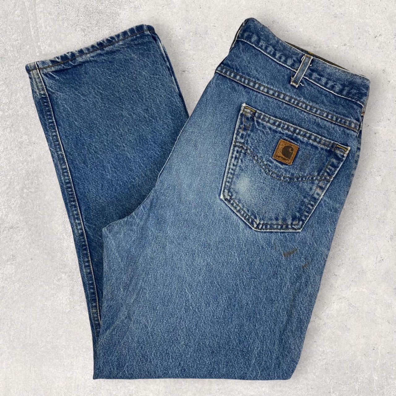 Carhartt carpenter pants denim blue Size W/36... - Depop