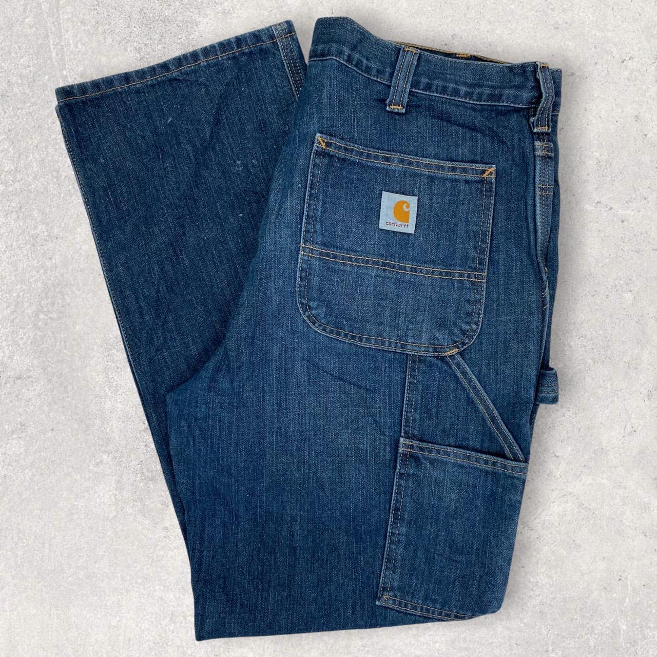 Carhartt carpenter pants denim dark blue Size W/36... - Depop