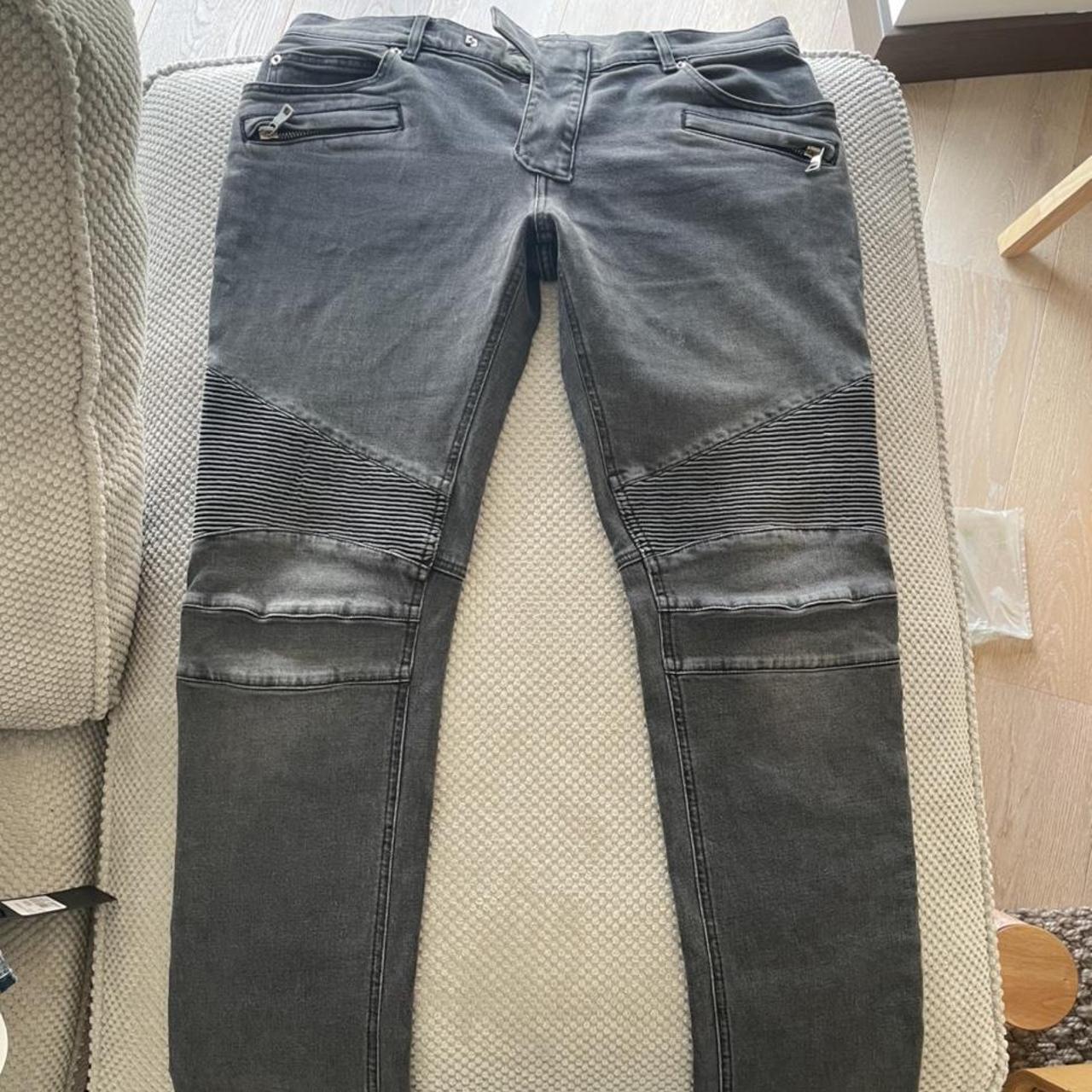 balmain biker jeans grey