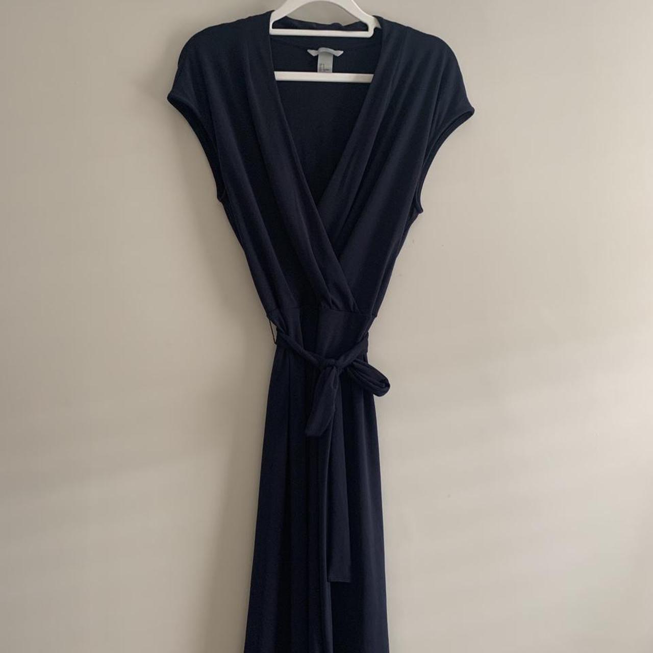 h&m navy wrap dress
