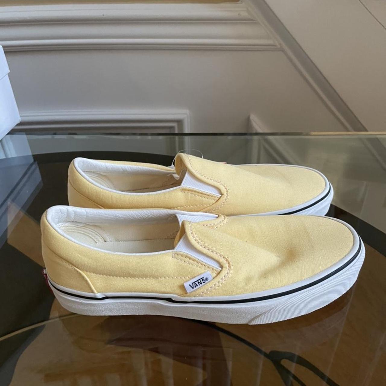 vans light yellow slip ons