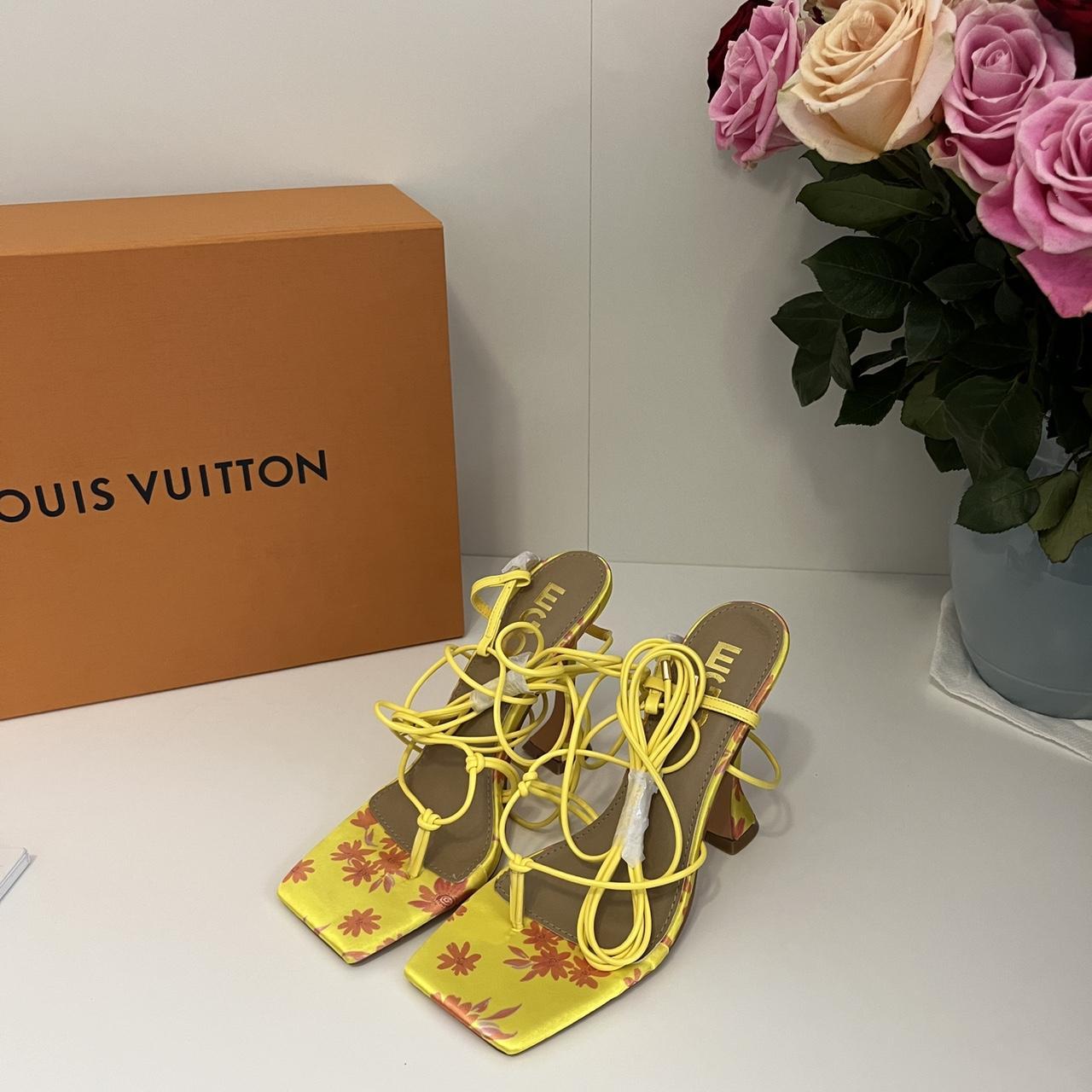 yellow floral Ego heels brand new size 8 heel 4.5’’ Depop