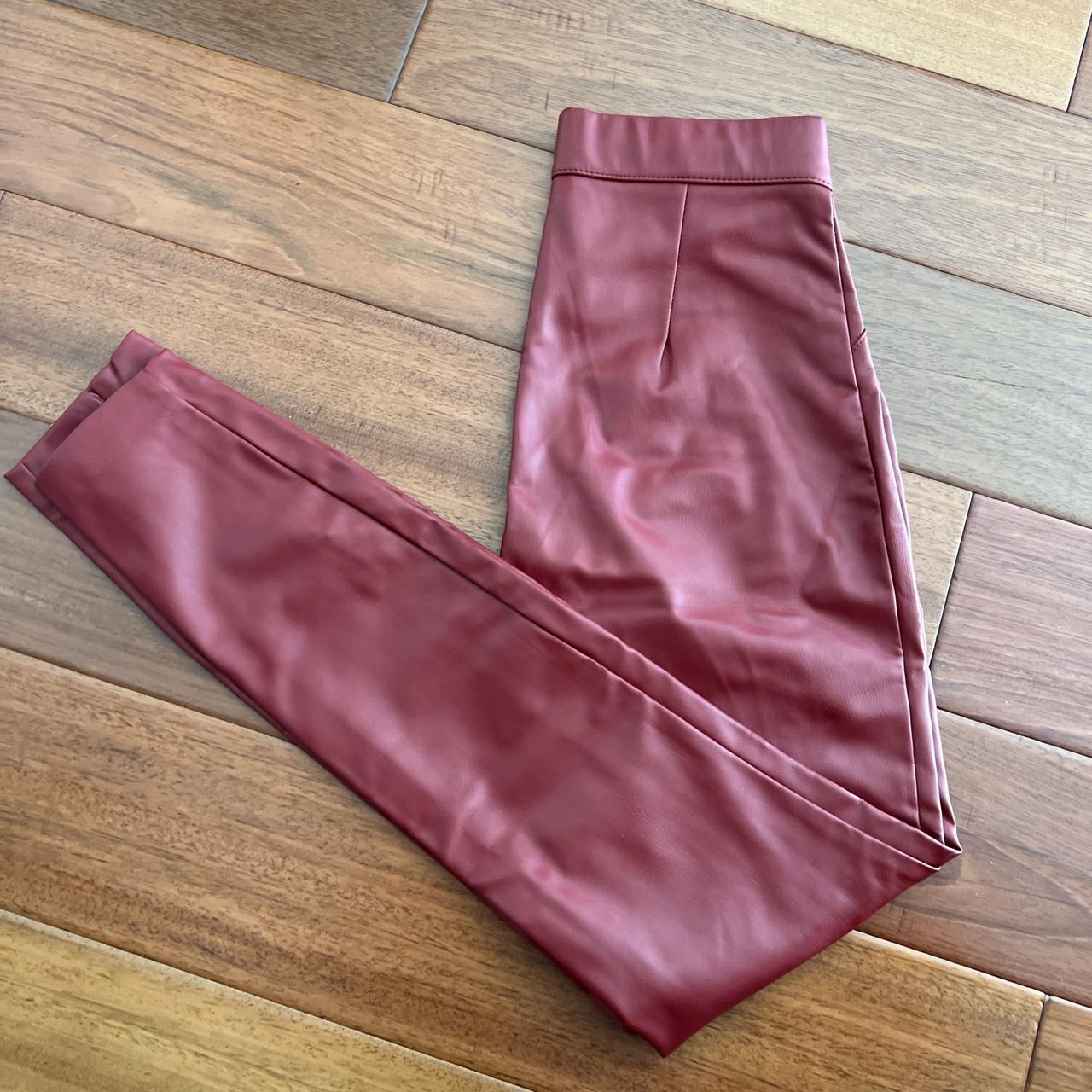 Leather Pants Chaps|high-waist Burgundy Leather Pants For Women - Wide Leg,  Pu, Autumn/winter