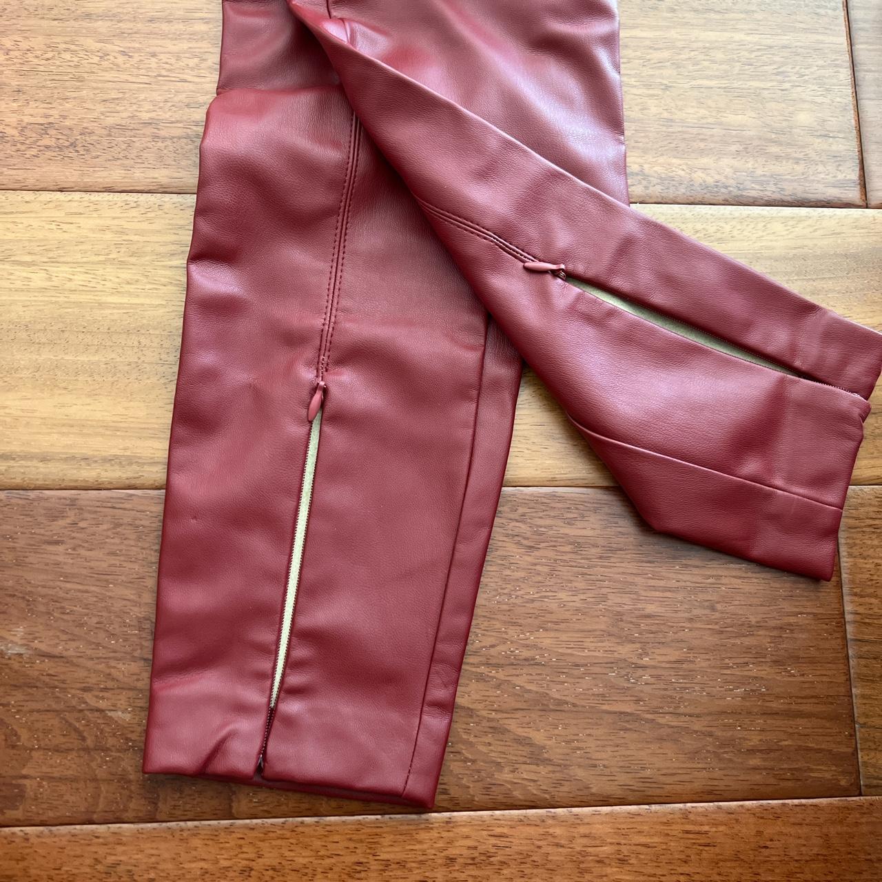 Burgundy leather trousers from Zara | Vinted
