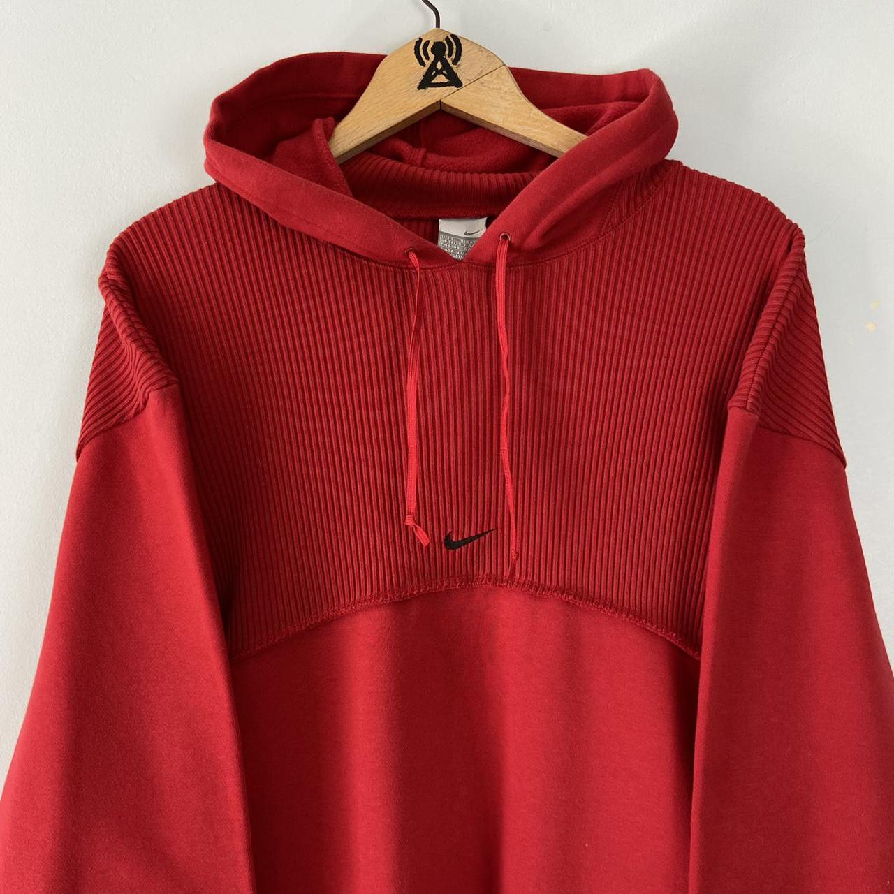 Early 2000s red Nike Uptempo centre logo pullover... - Depop