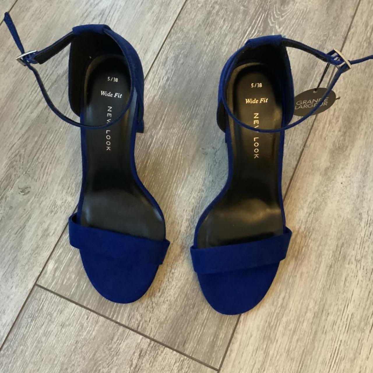 Velvet blue heel sandals summer size 5 new look new... - Depop