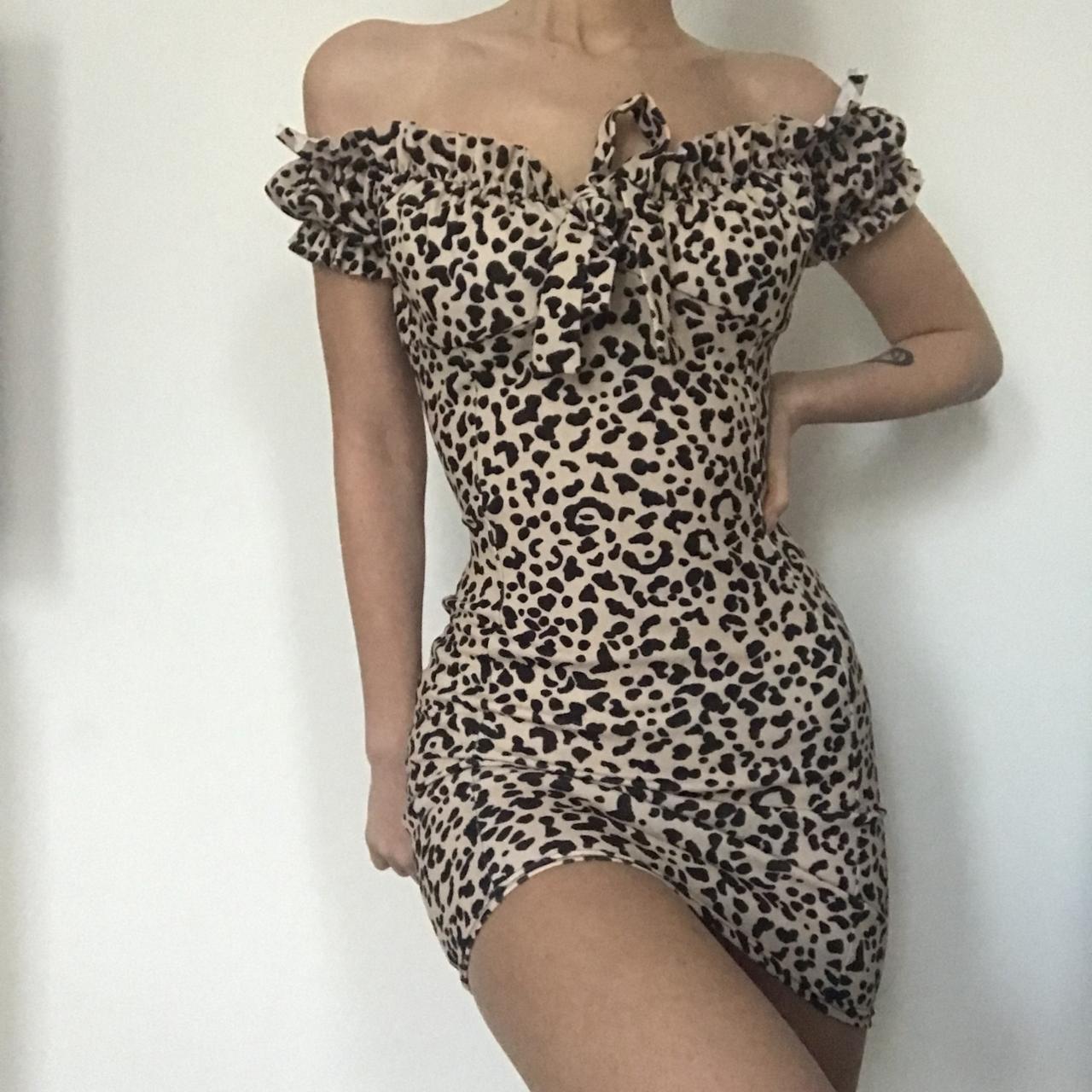 Leopard print milkmaid clearance dress