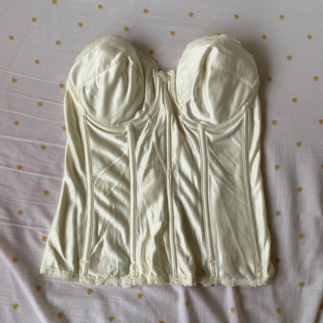 Cream vintage satin bustier corset top Size 36C Good... - Depop