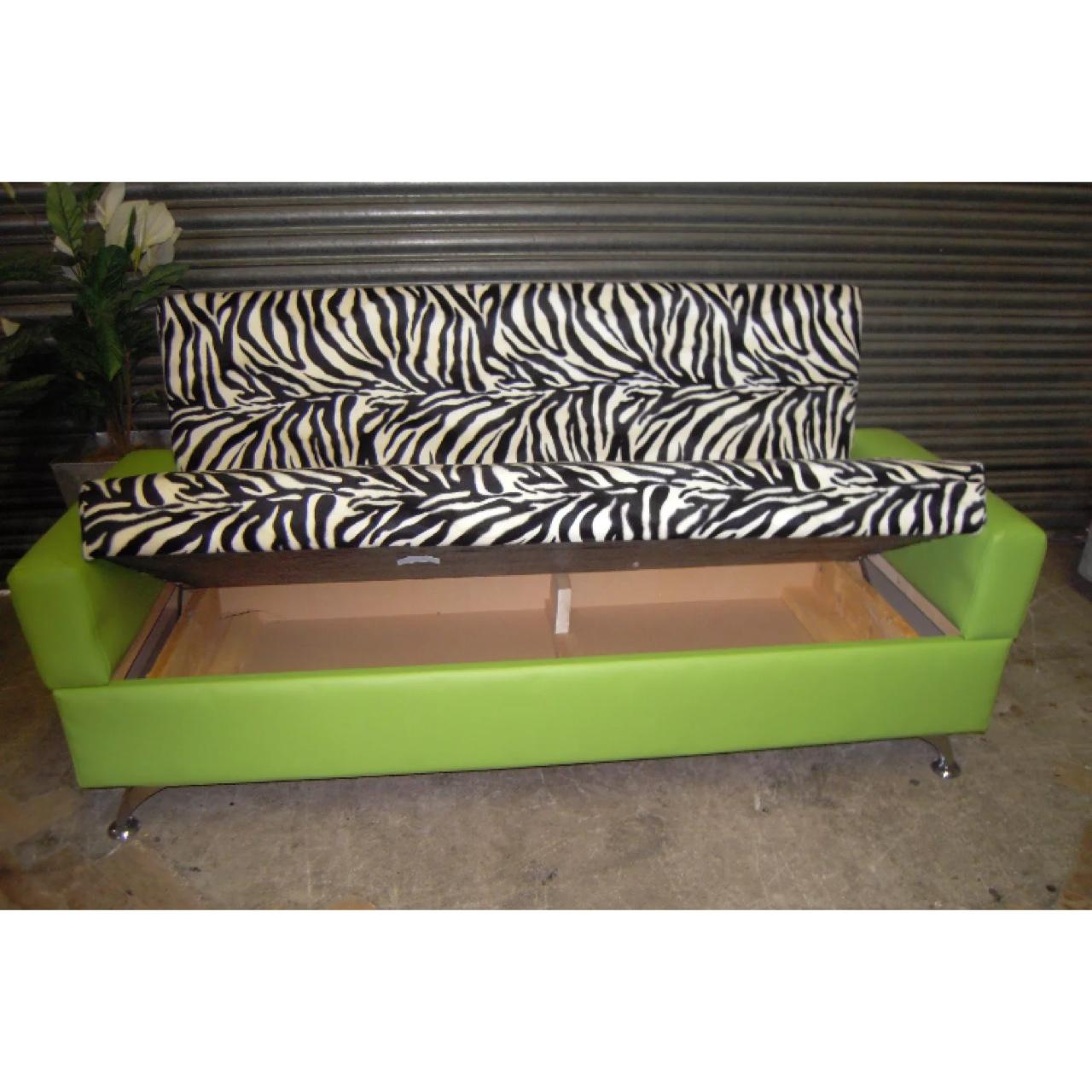 Lime Green Zebra Print Sofa Bed With