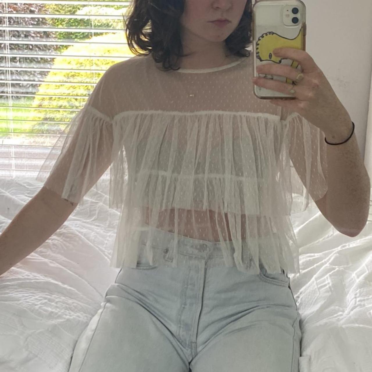 Sheer mesh t-shirt with layers , such a fun piece - Depop