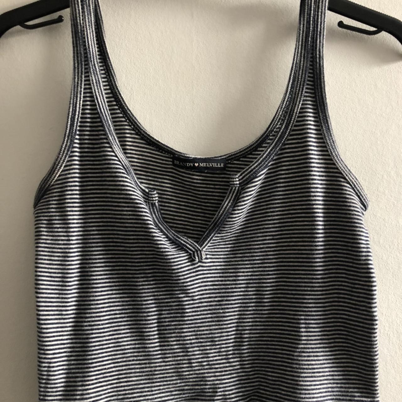 brandy Melville cami crop top. Blue and white... - Depop