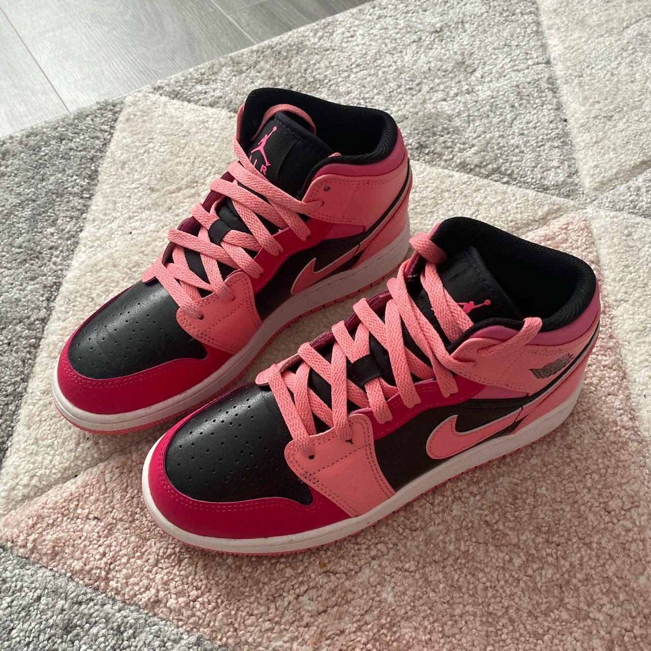 Pink Jordan 1 mid trainers only worn a few times in... Depop