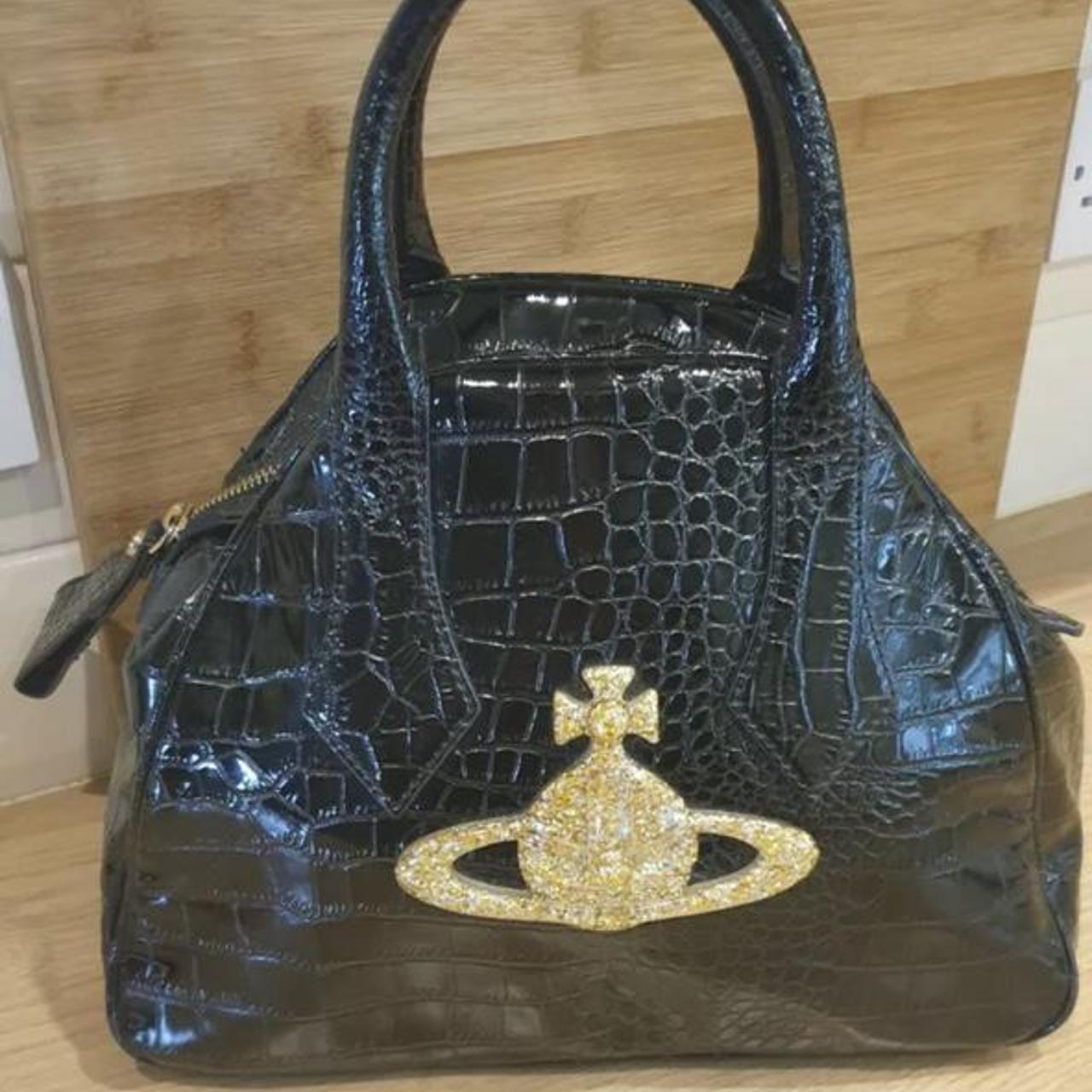 Vivienne Westwood Black Mock Croc Glitter Orb... Depop