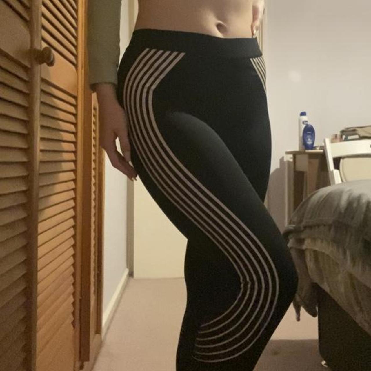 Primark Gym Leggings. black with striped detail &... - Depop