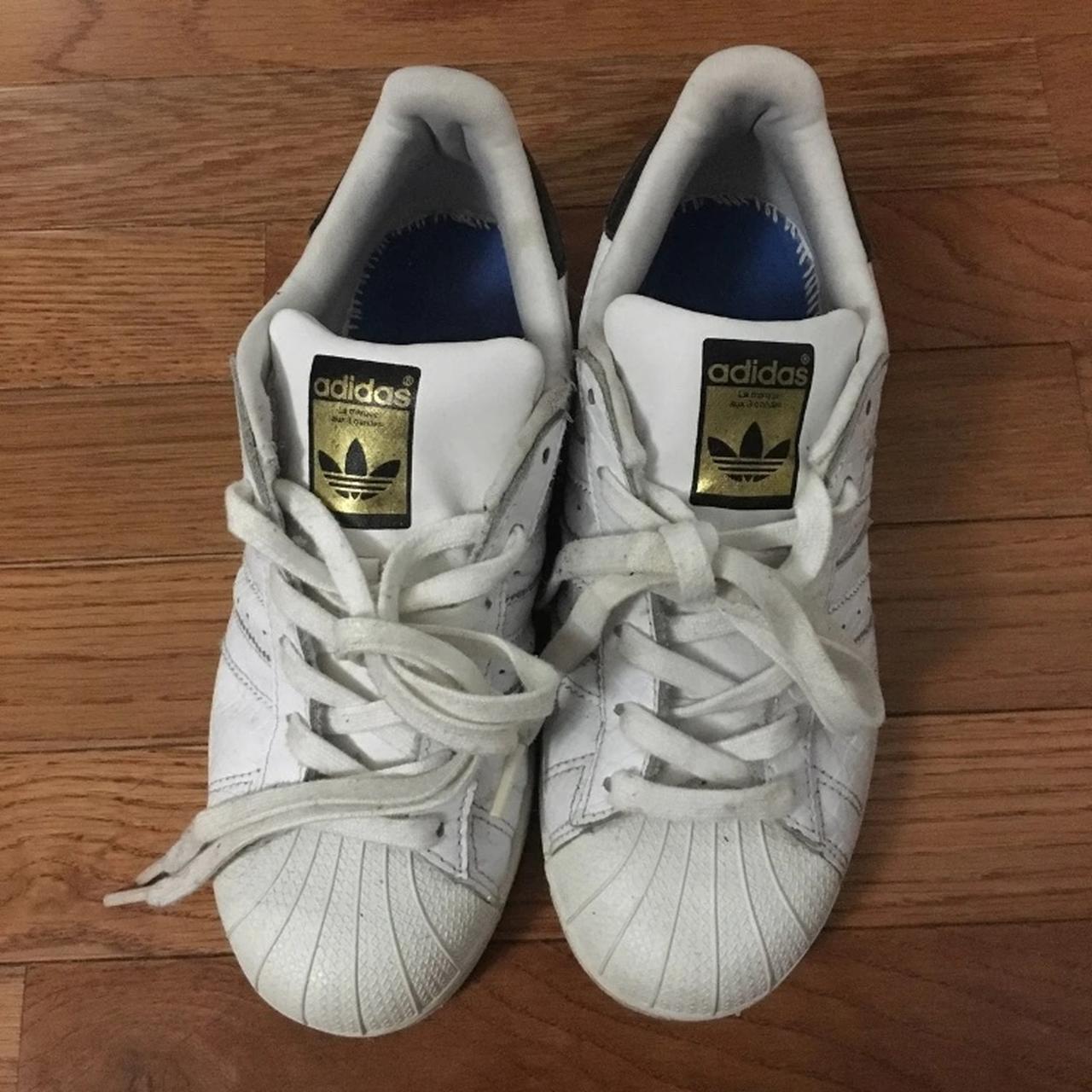 White adidas all stars🌟 Scuff on the right shoe by... - Depop