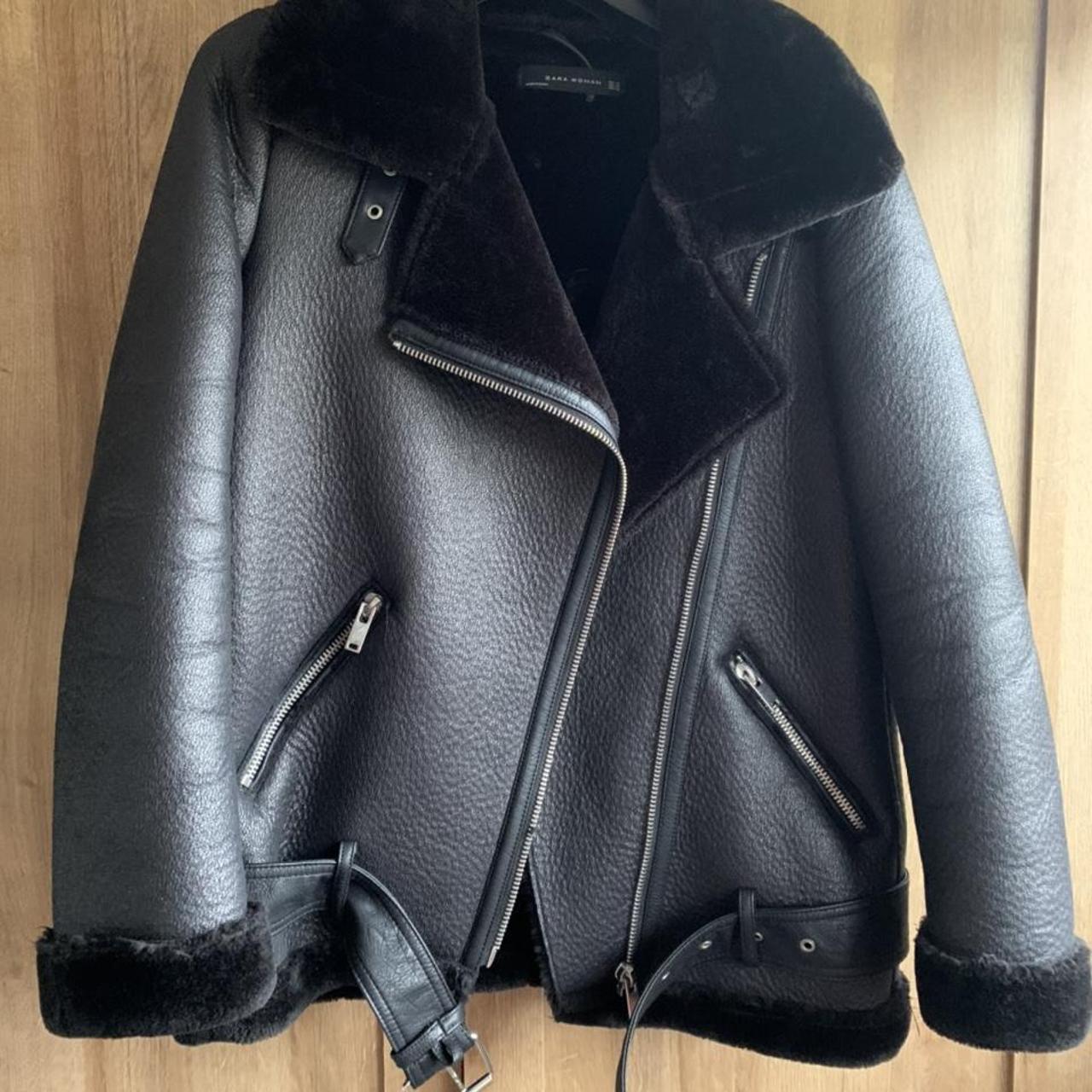 zara faux fur leather jacket