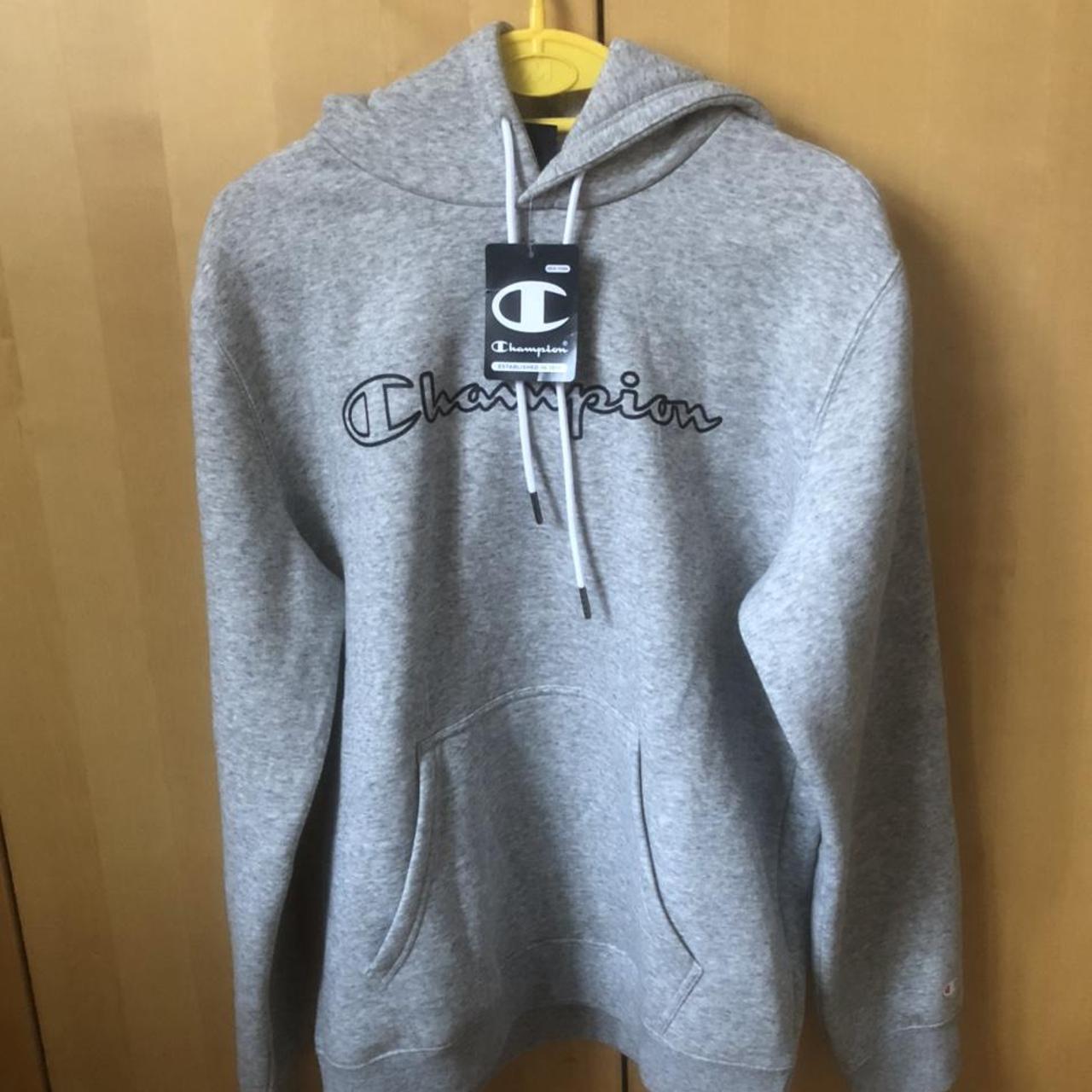 New Champion hoodie in grey. Never worn. Men’s size... - Depop