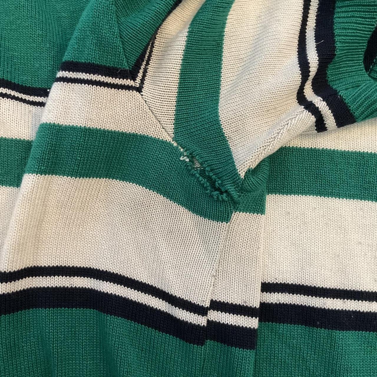 Green and white striped shirt. Soft knit material.... - Depop