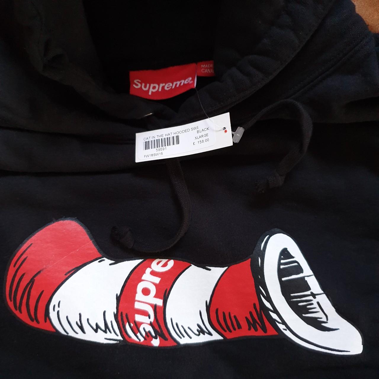 Supreme Black Cat In The Hat Hoodie, Size XL, Dead...