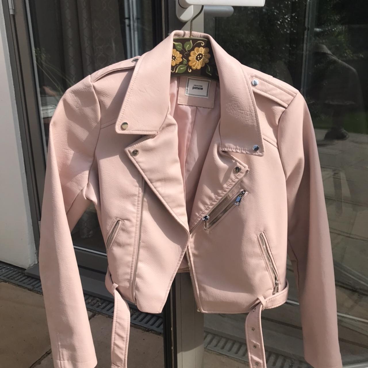 Never worn pink faux leather jacket from