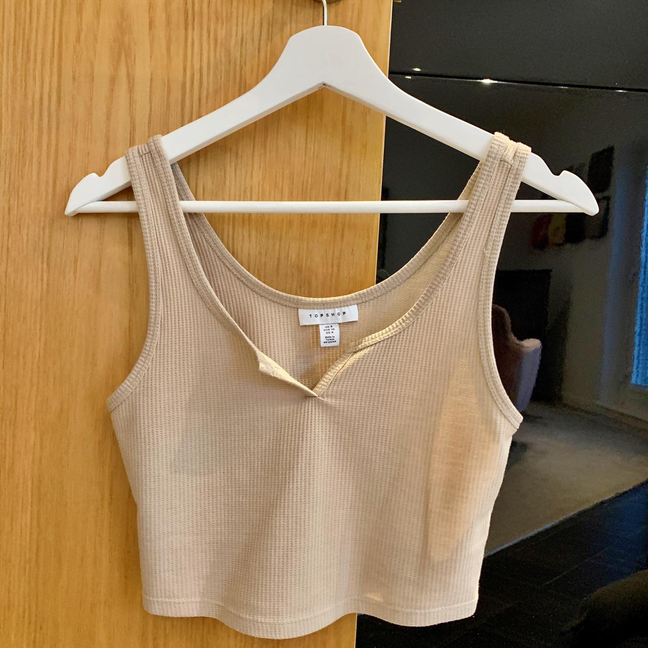 Topshop Women's Tan Crop-top | Depop