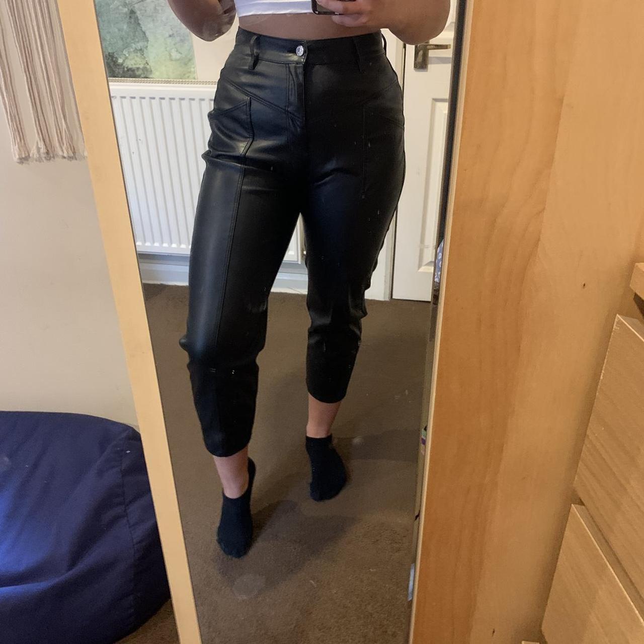 Zara faux leather straight leg trousers Never worn... - Depop