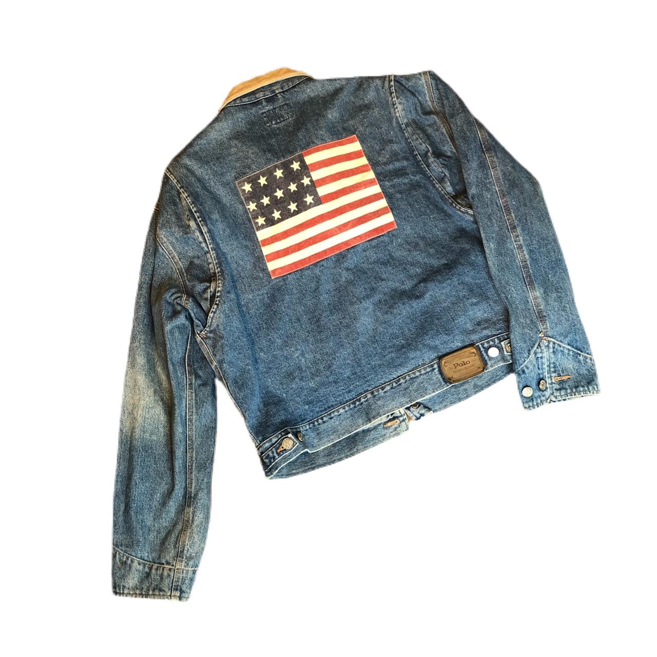 Vintage Polo Ralph Lauren Flag Denim Jacket in great... - Depop