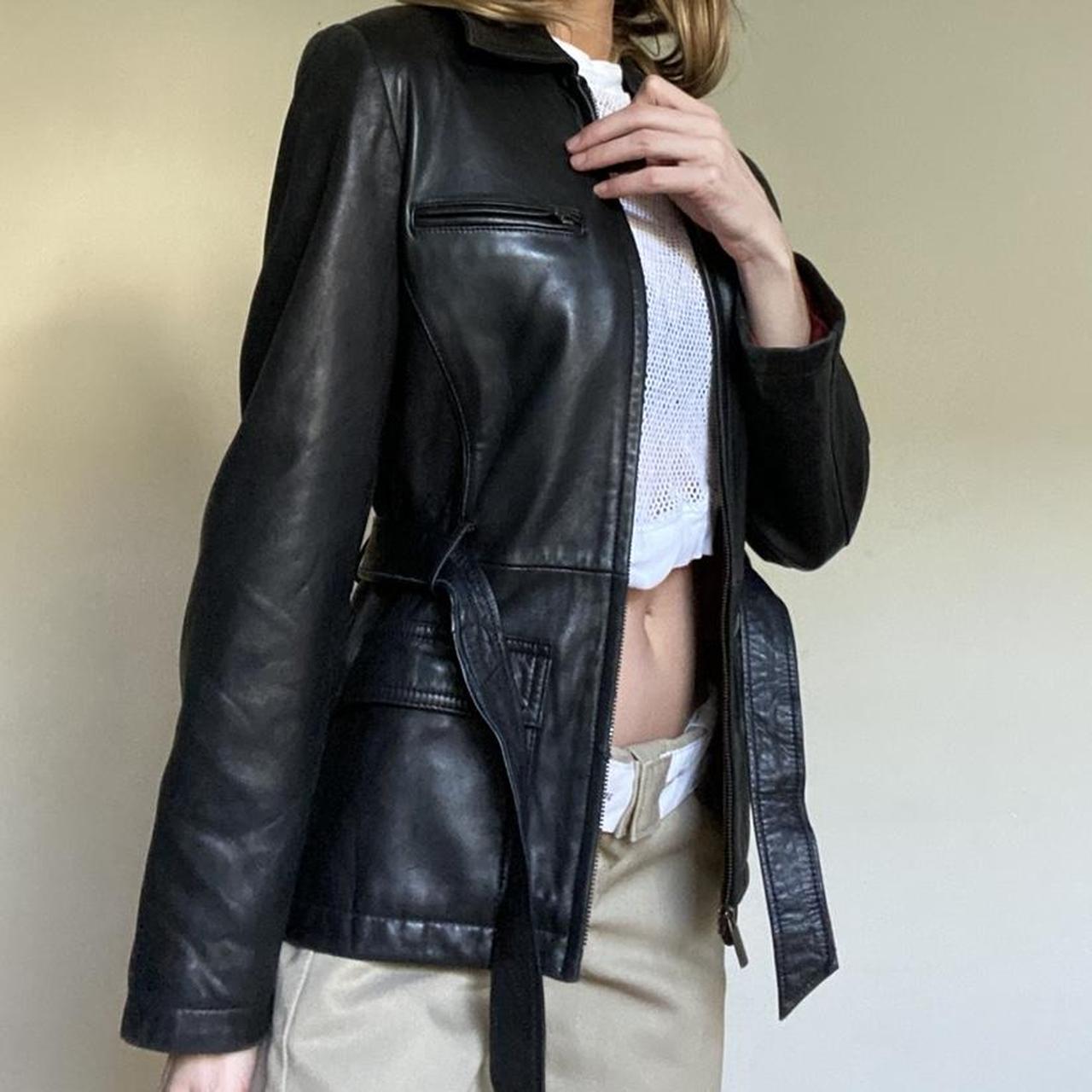 90s vintage leather jacket Black leather jacket 90s... - Depop