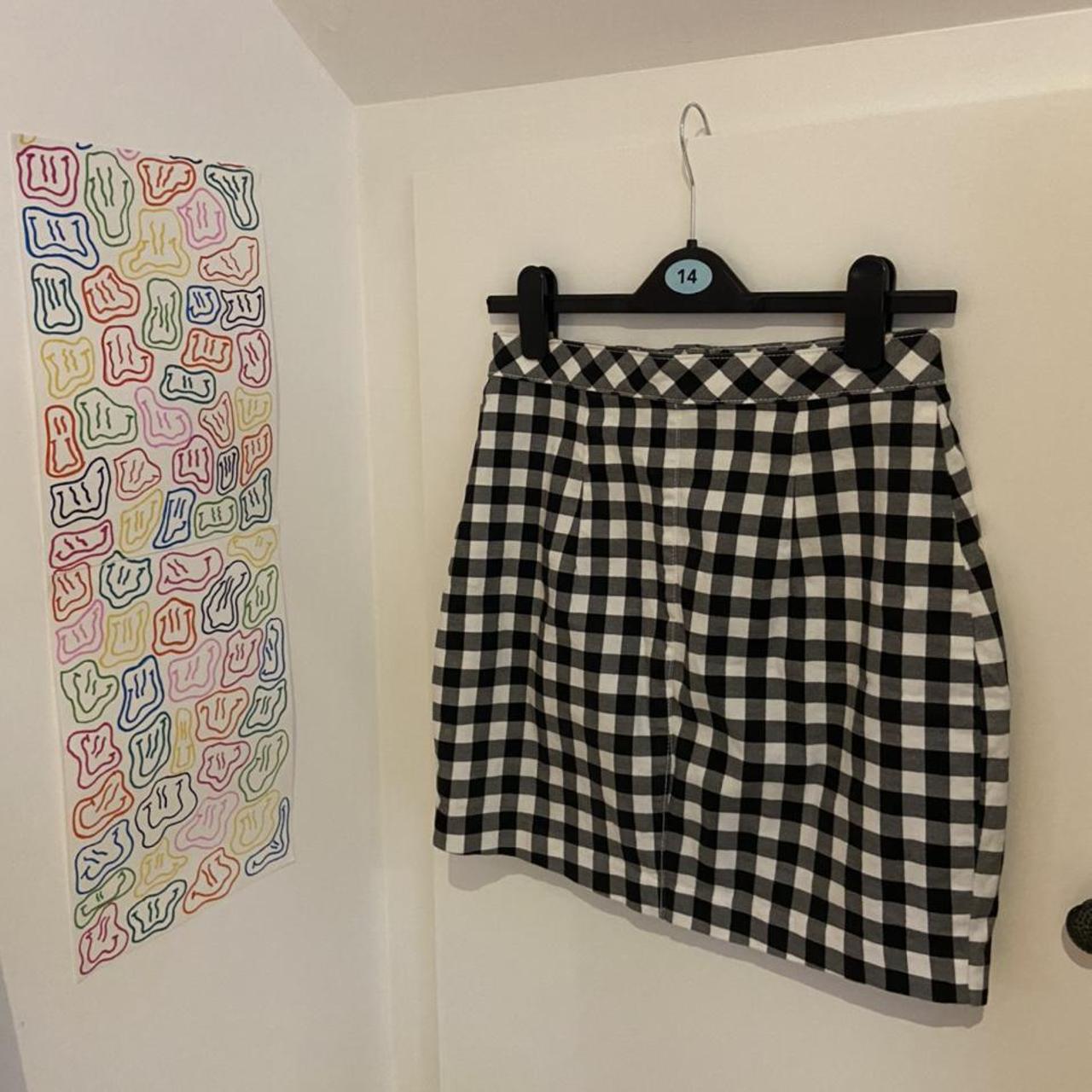 Black and white 2024 checkered skirt h&m