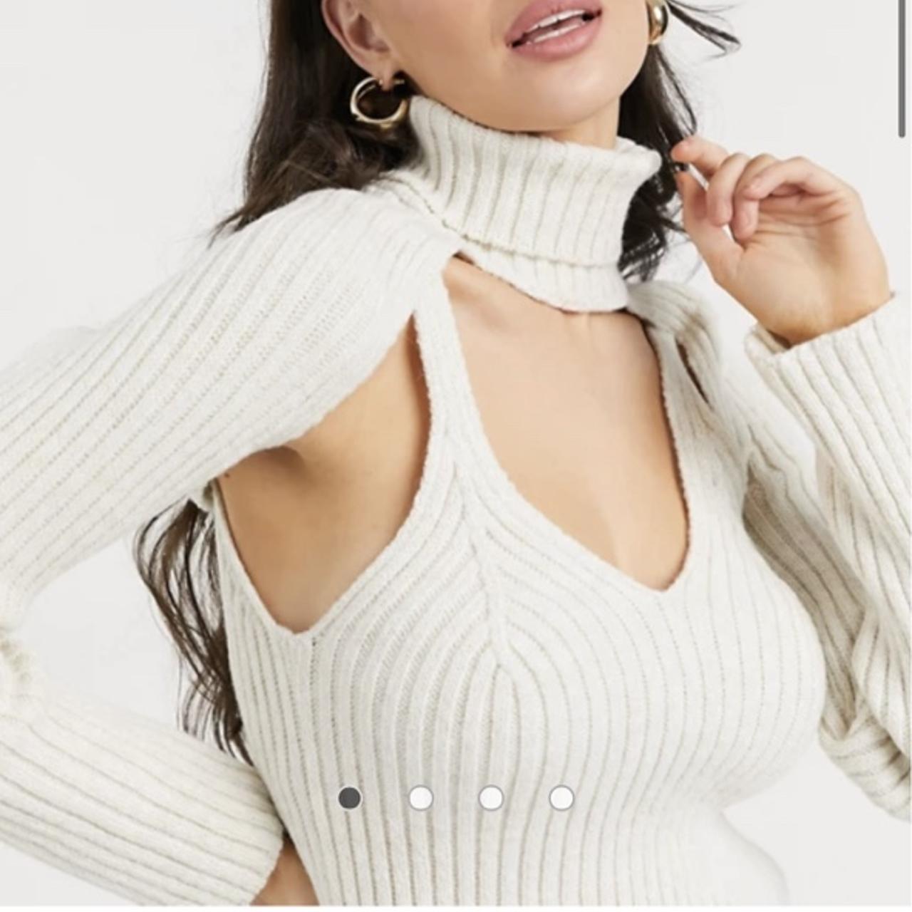 ASOS DESIGN knit cami with super cropped sweater in cream