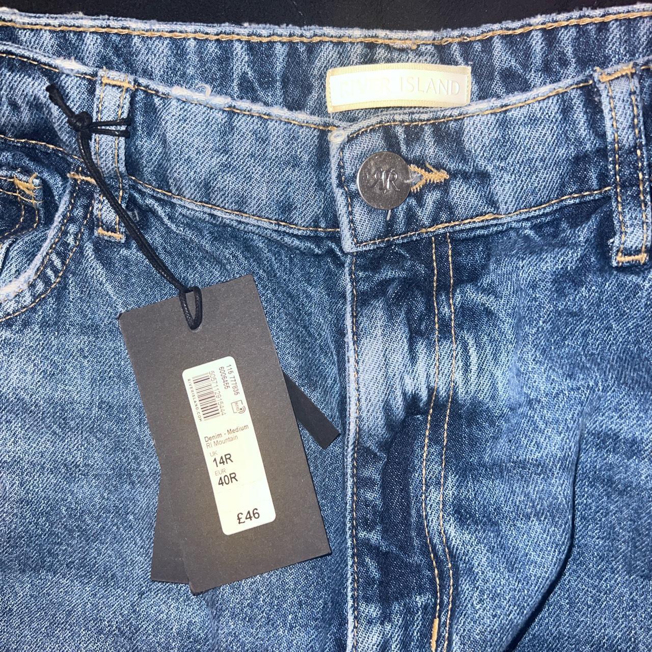 River island. BLUE RIPPED HIGH WAISTED WIDE LEG... - Depop