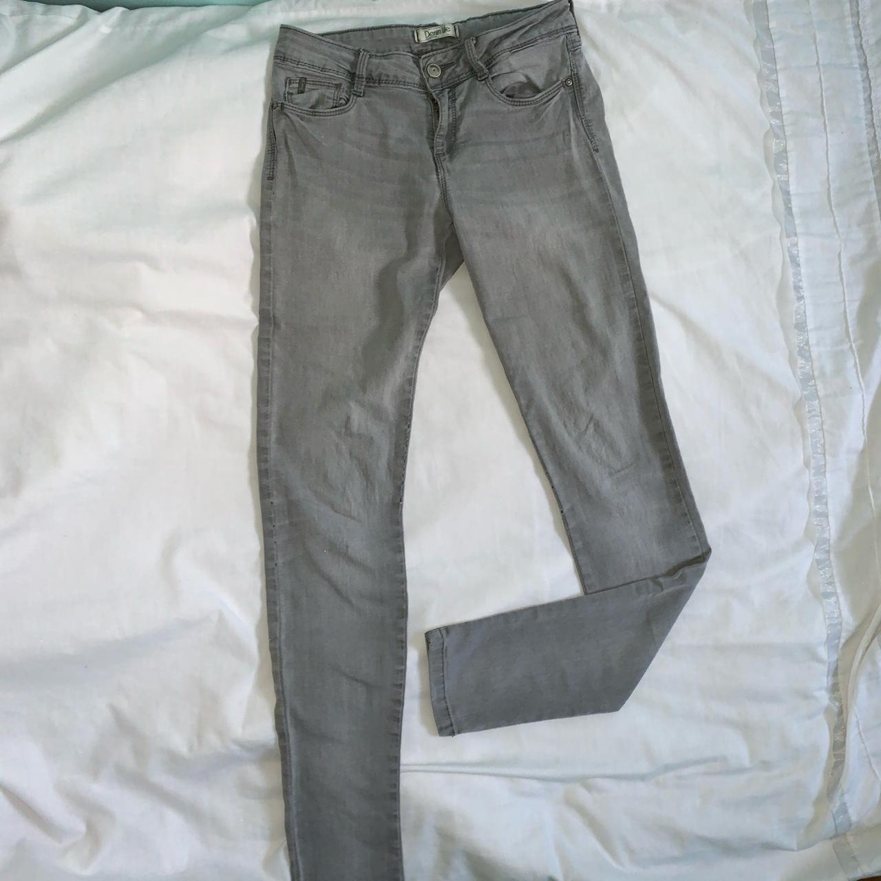 vintage grey skinny low waist jeans ☁️97cm in... - Depop