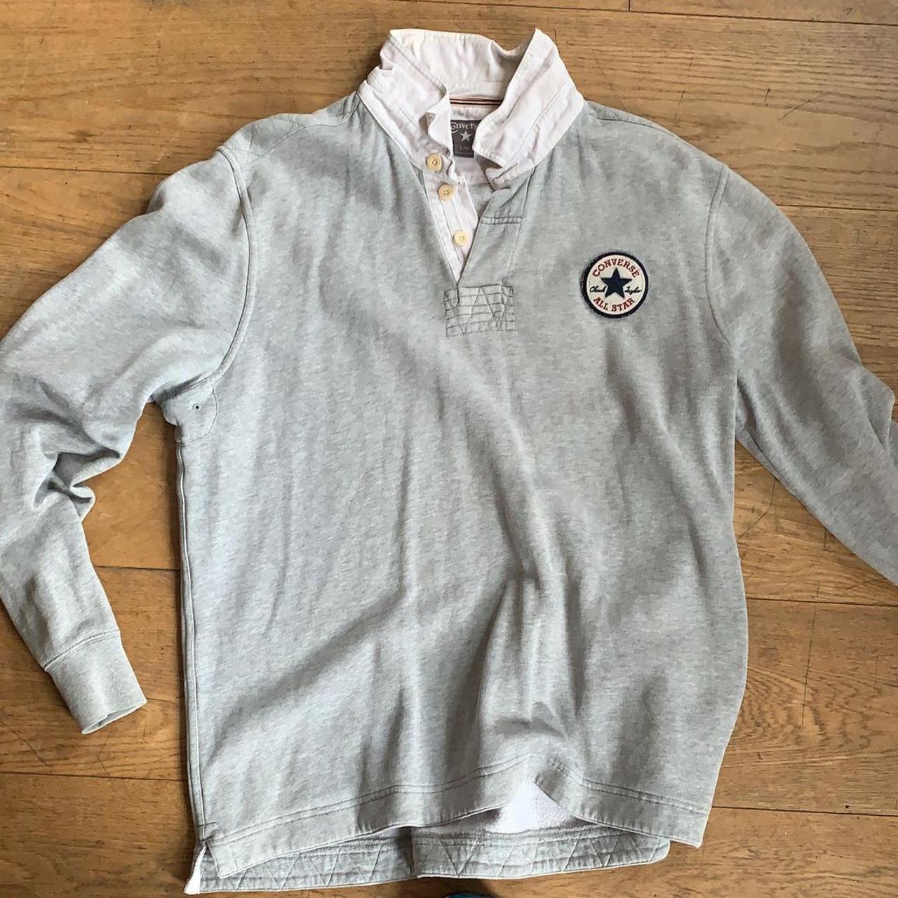 Converse Men's Grey and White Polo-shirts | Depop