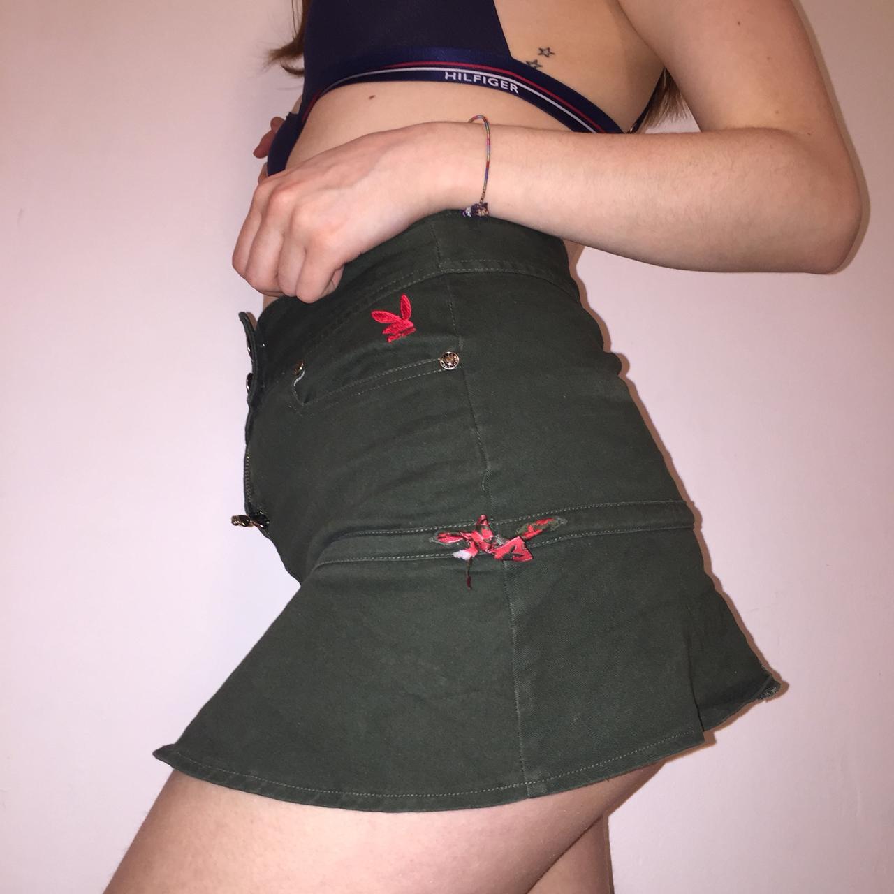 Women’s Playboy Green Vintage Denim Mini Skirt