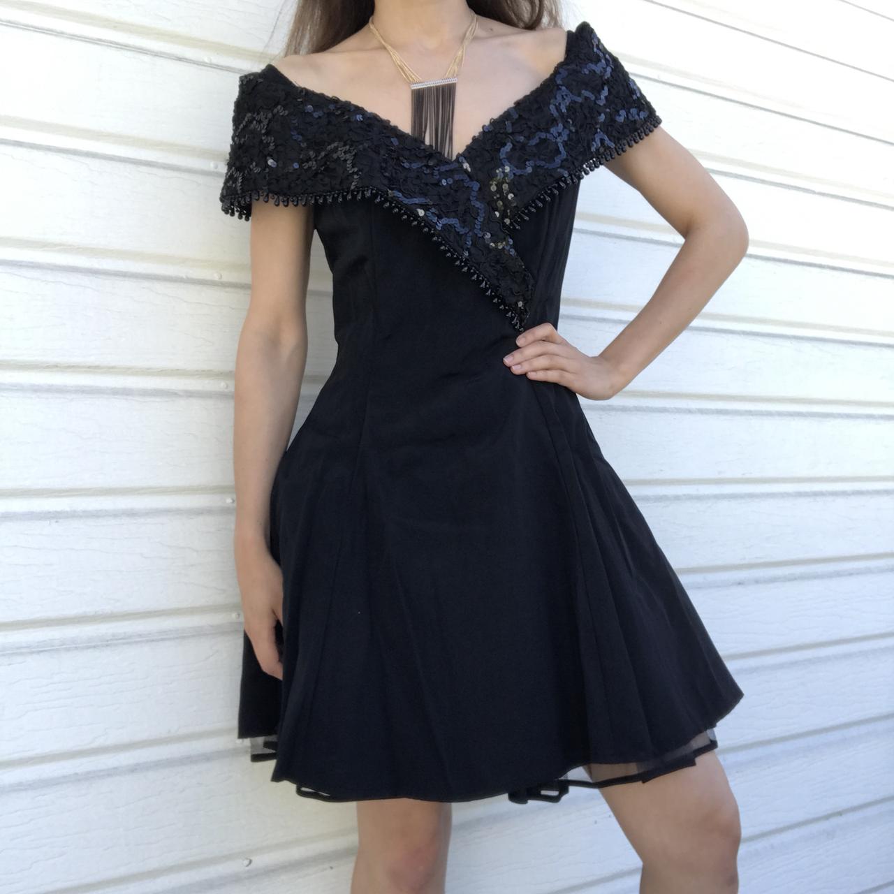 LA glo 50s style black dress with sequin