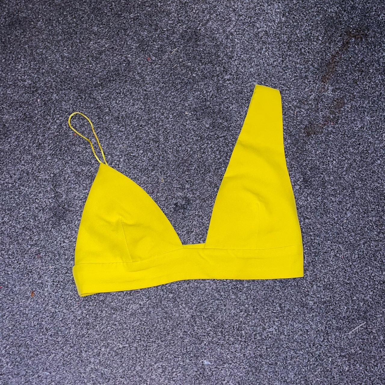 Missguided yellow asymmetric crop worn once size... Depop
