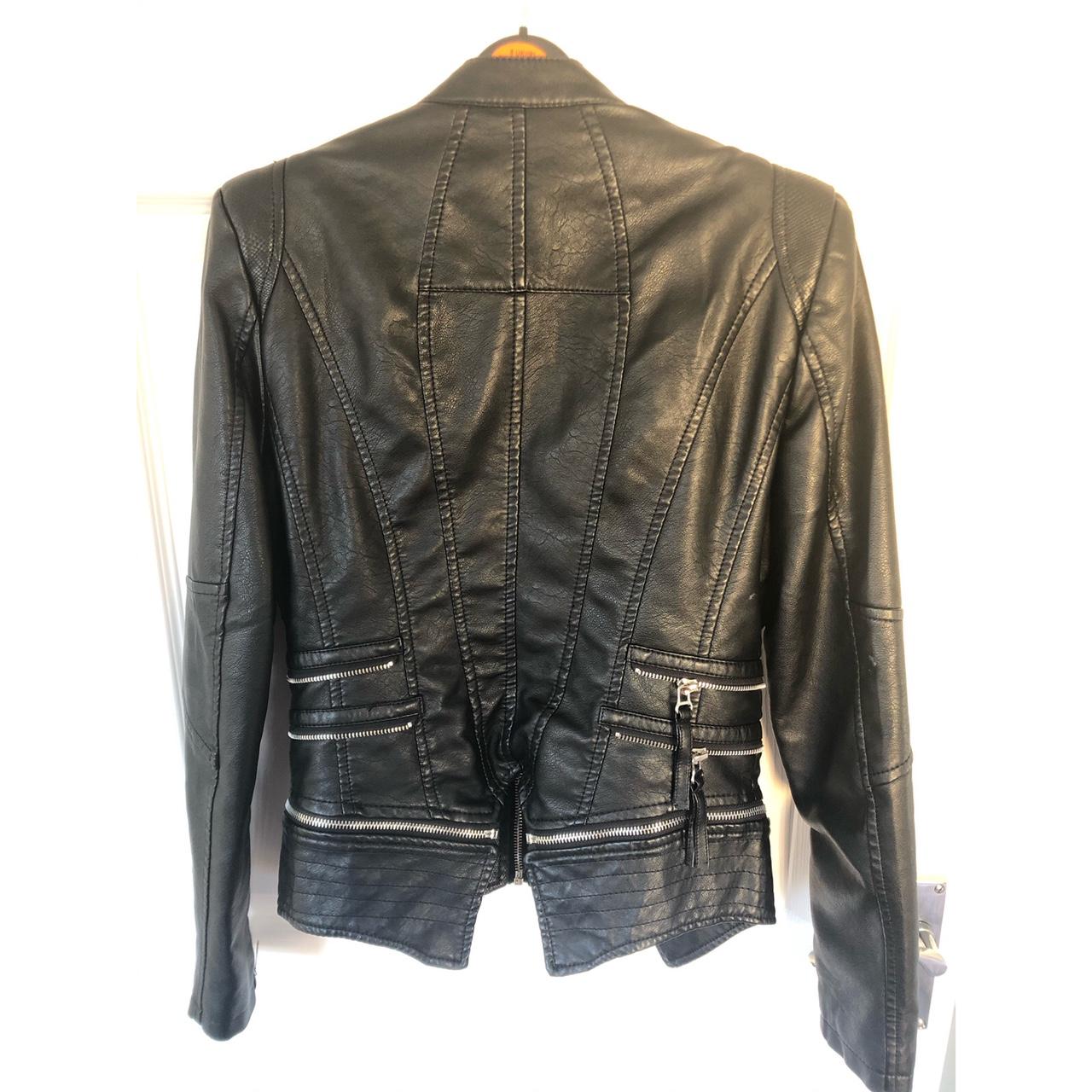 Balmain style Black leather jacket bought from Moni... - Depop