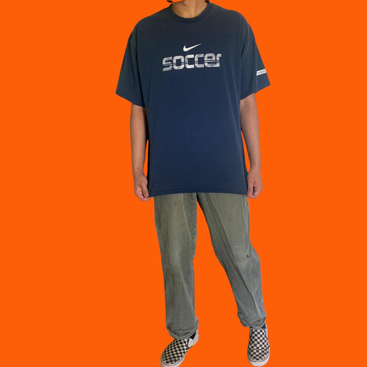 Y2k vintage Nike Soccer Tshirt 2000s Nike Silver... Depop