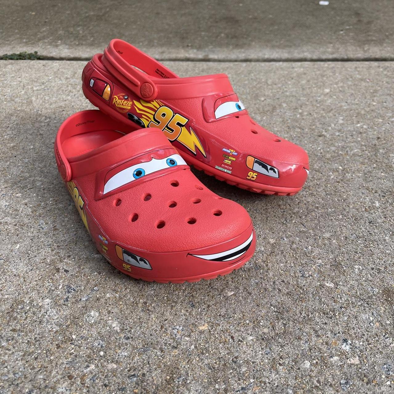 Crocs Men's Red and Yellow Sandals | Depop