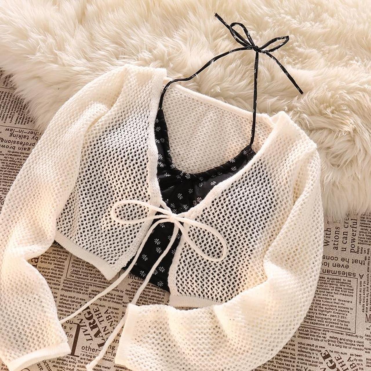 White Bow Knitted Cardigan Soft material 💖 One Size... - Depop