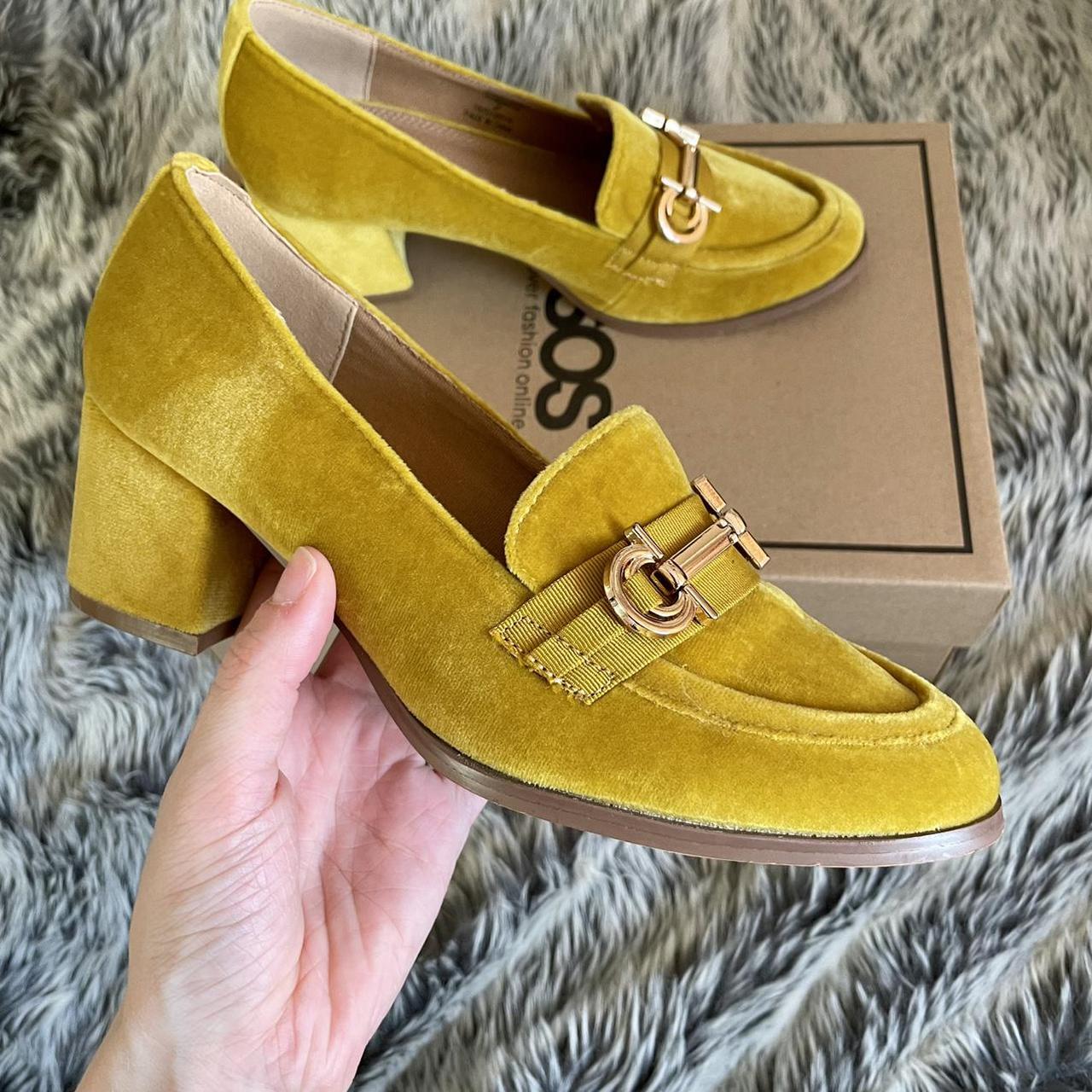 ASOS suede mid heeled loafers size UK 2. Worn. Depop