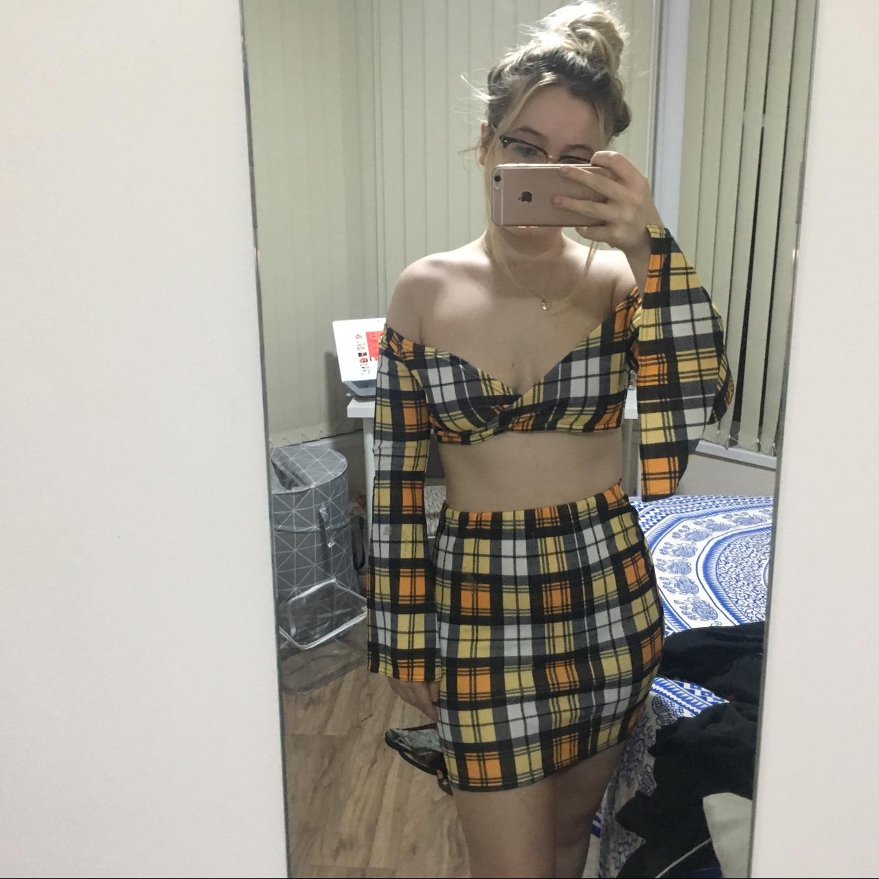 Boohoo yellow plaid co ord Size 10 Clueless