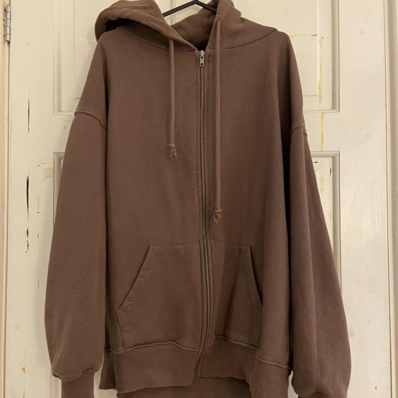 subdued brown zip up