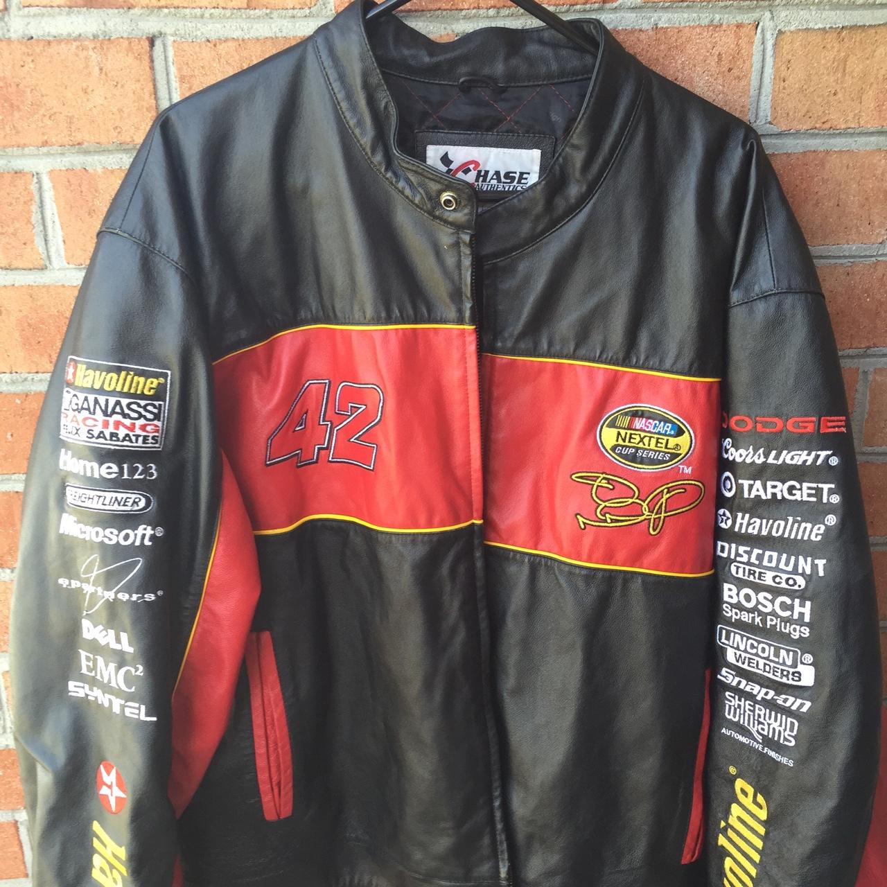 Vintage authentic leather racing jacket #42 Very... - Depop