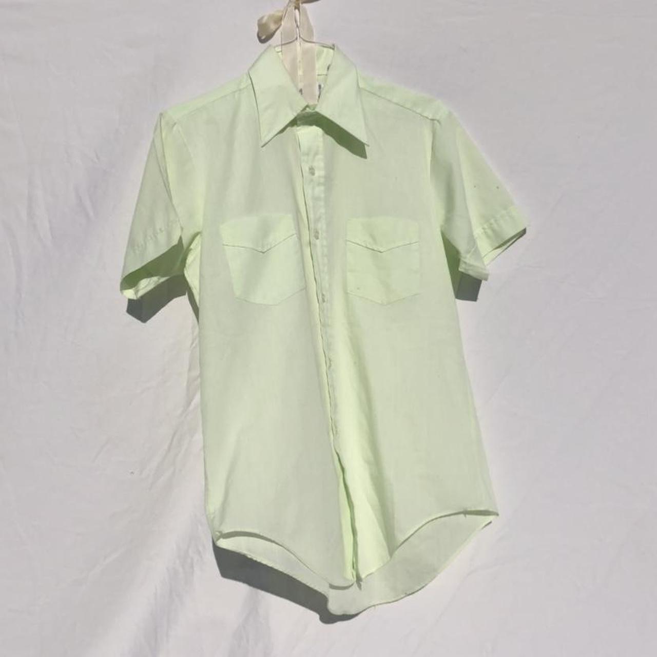 Pastel green short sleeve shirt with pointed collar.... - Depop