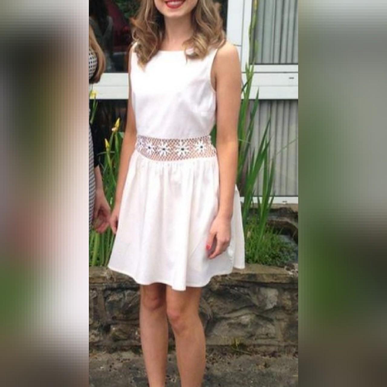 linen dress with daisy cut out. Size 6. Only... Depop