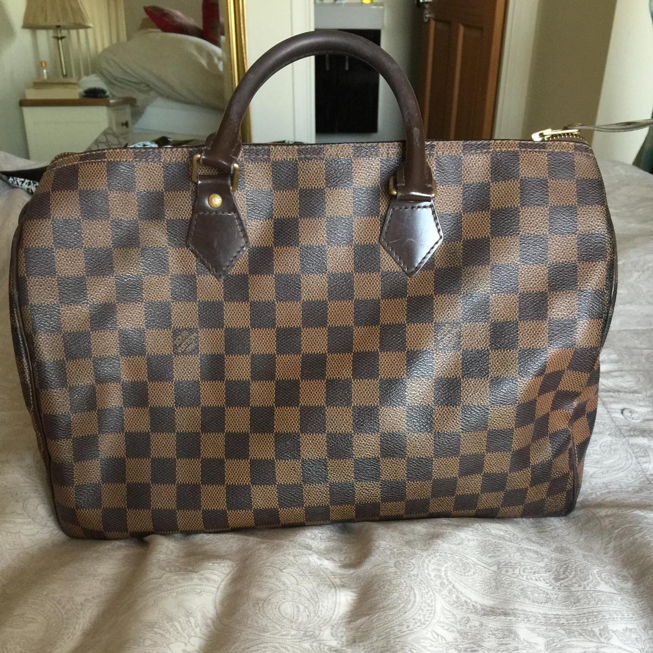 Used once Louis Vuitton Speedy Damier Azur Leather - Depop