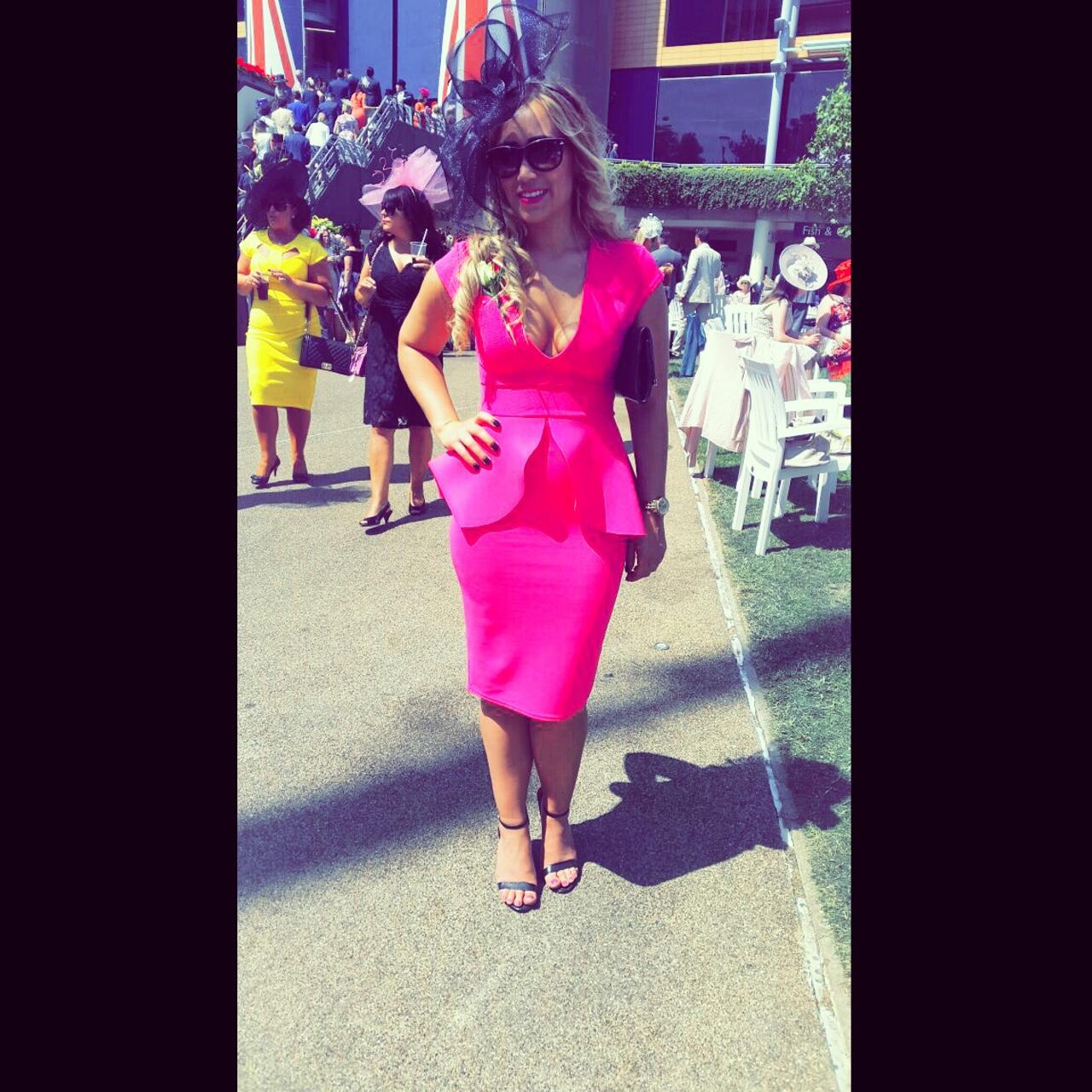 Hot pink best sale peplum dress